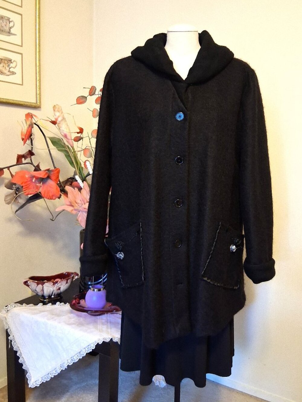 NWOT Tara Vao Tailored Lined Wool Blend Coat Autumn Winter Outerwear Women L